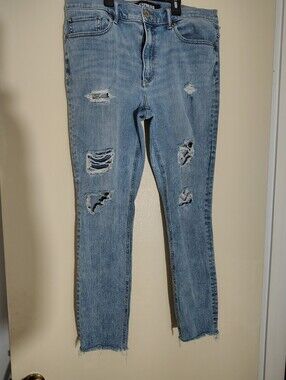Express Distressed Light Blue Skinny Jeans